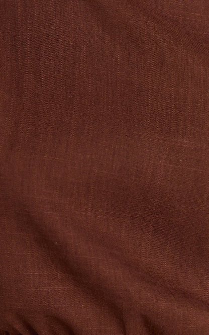 Collins Midi Skirt - Linen Look High Waisted Linen Look Bias Slip Skirt in Chocolate