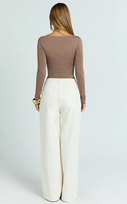 Cole Jeans - High Waist Relaxed Wide Leg Recycled Denim Jeans in Ecru