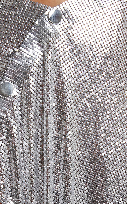 Charity Mini Skirt - Asymmetrical Mesh Skirt in Silver