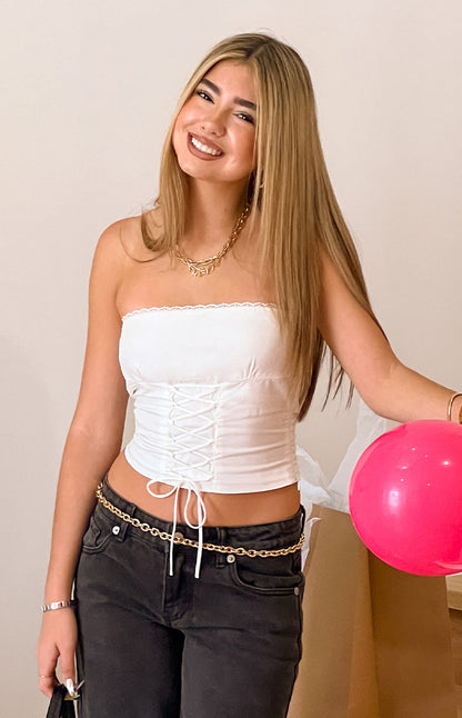 Dakota White Strapless Top
