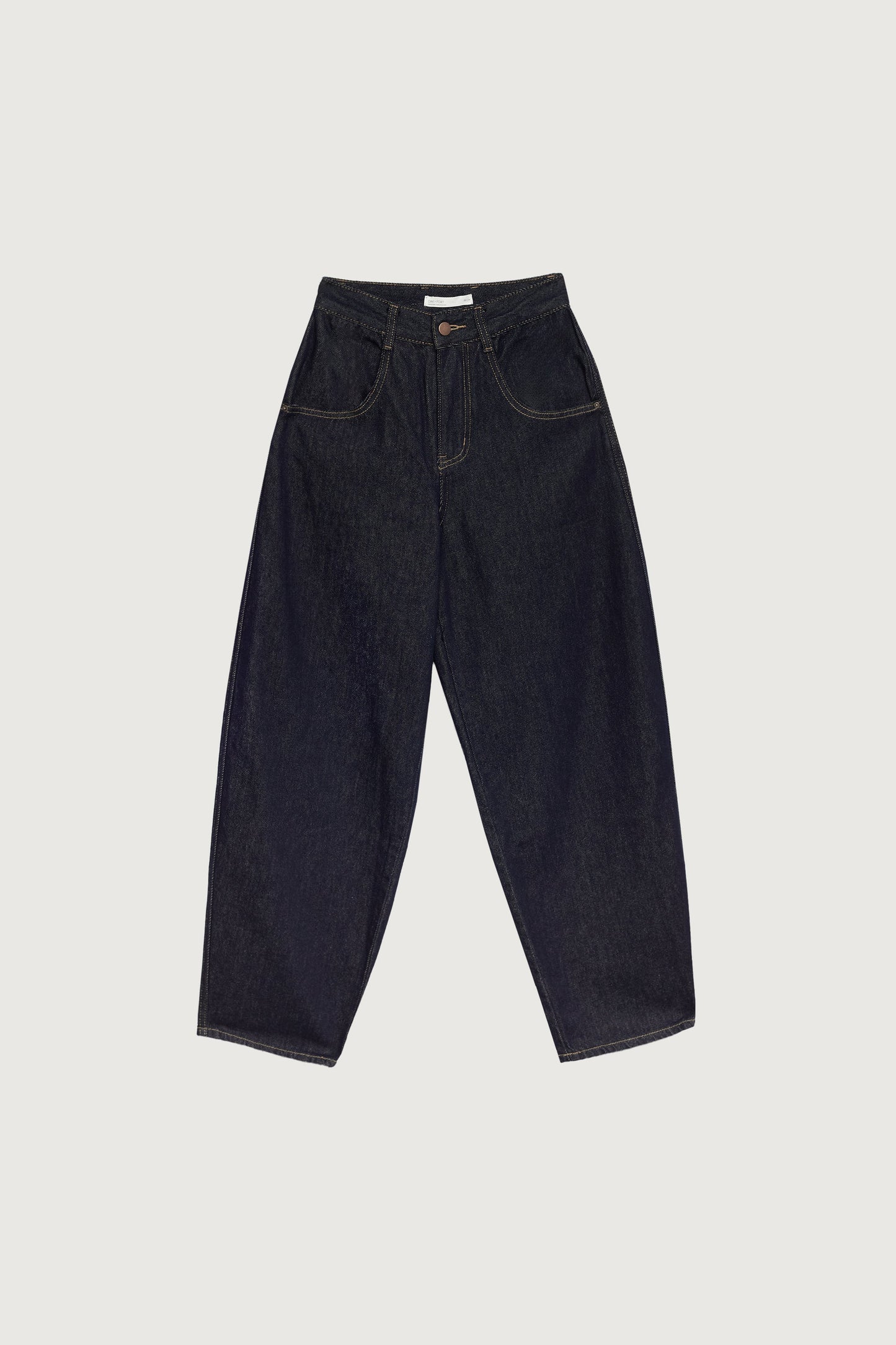 HIGH RISE BARREL LEG DARK BLUE WASH JEAN