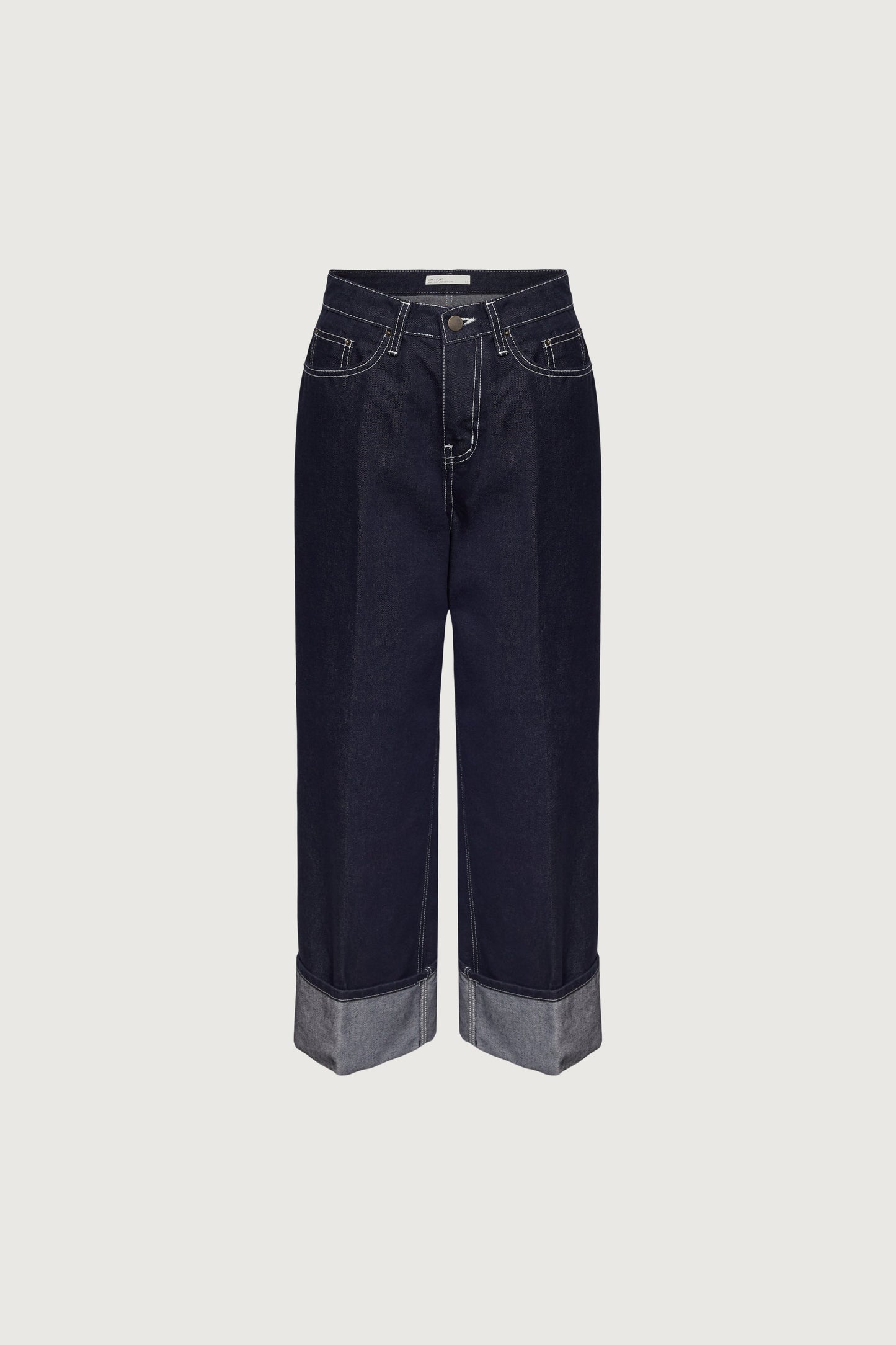 DARK BLUE HIGH-RISE CUFFED JEAN