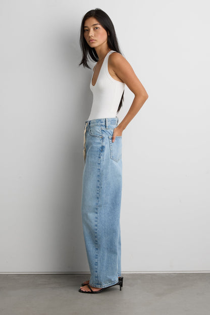 MID-RISE WIDE LEG JEAN WITH DRAWSTRING WAIST