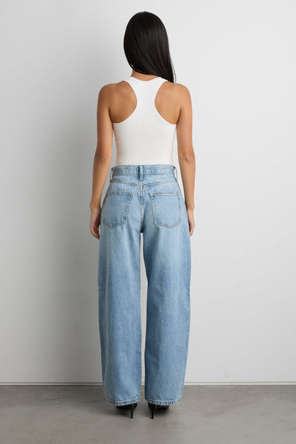 MID-RISE WIDE LEG JEAN WITH DRAWSTRING WAIST