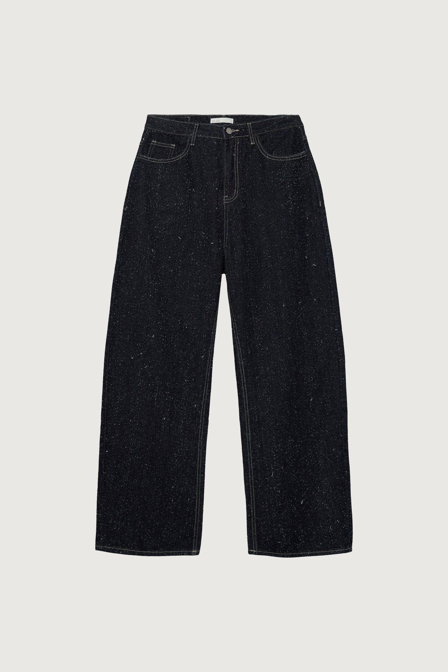 MID-RISE BARREL LEG BOUCLE TEXTURED JEAN