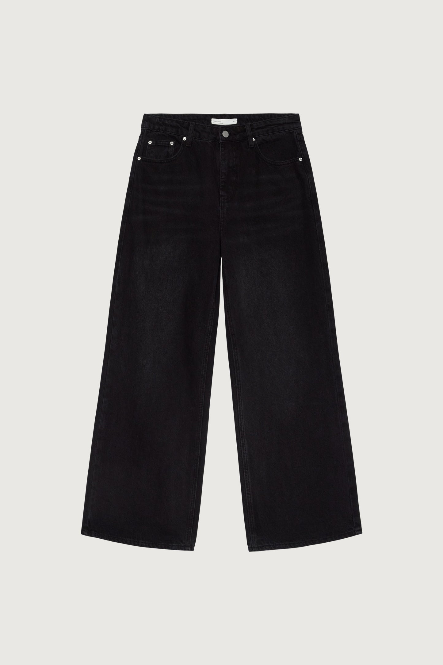 MID-RISE WIDE LEG BLACK WASH JEAN