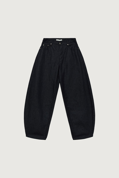 HERRINGBONE STUDDED BARREL JEAN