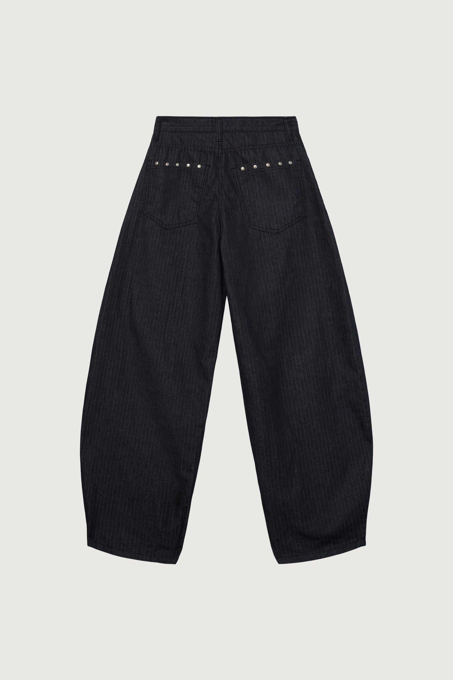 HERRINGBONE STUDDED BARREL JEAN
