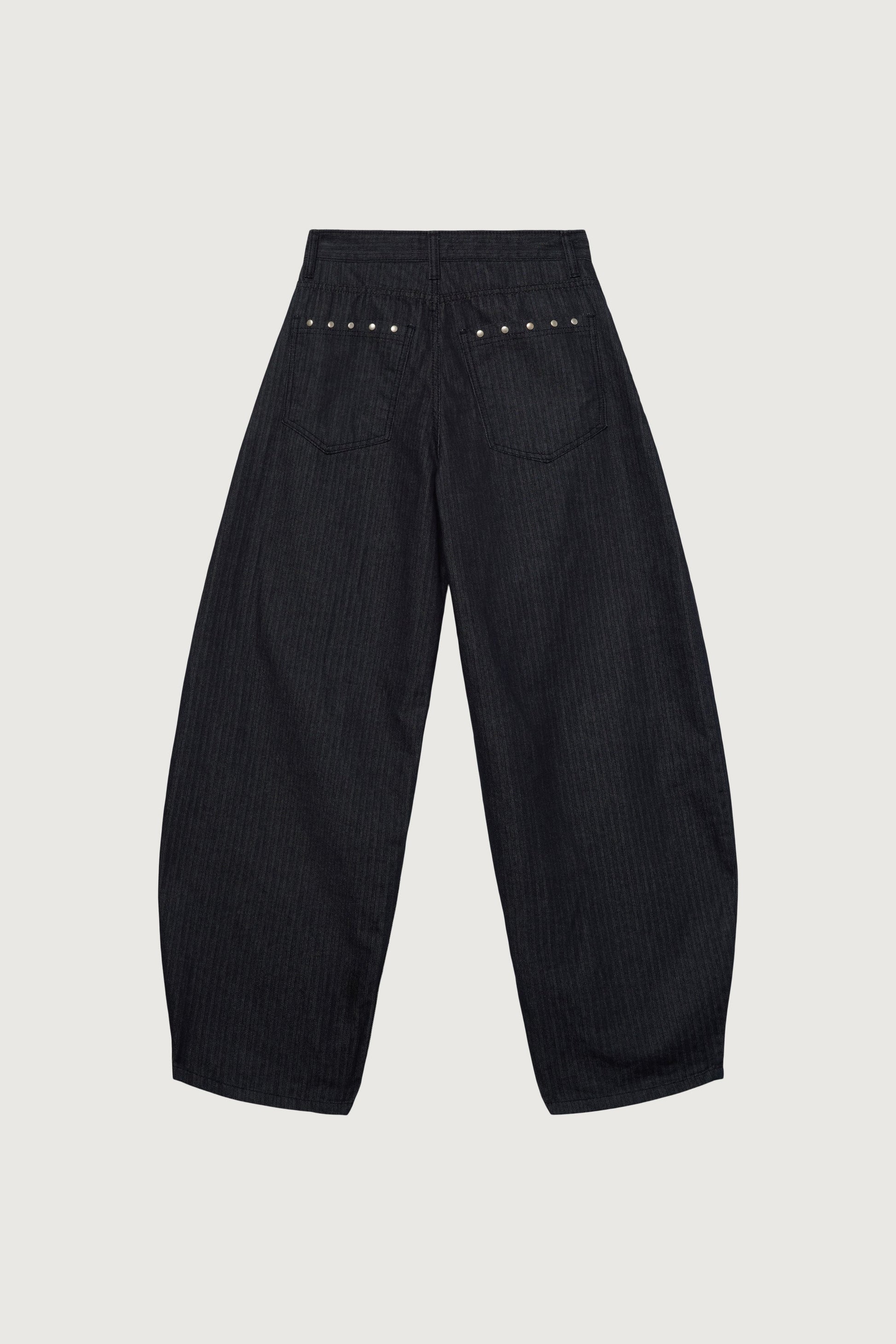 HERRINGBONE STUDDED BARREL JEAN