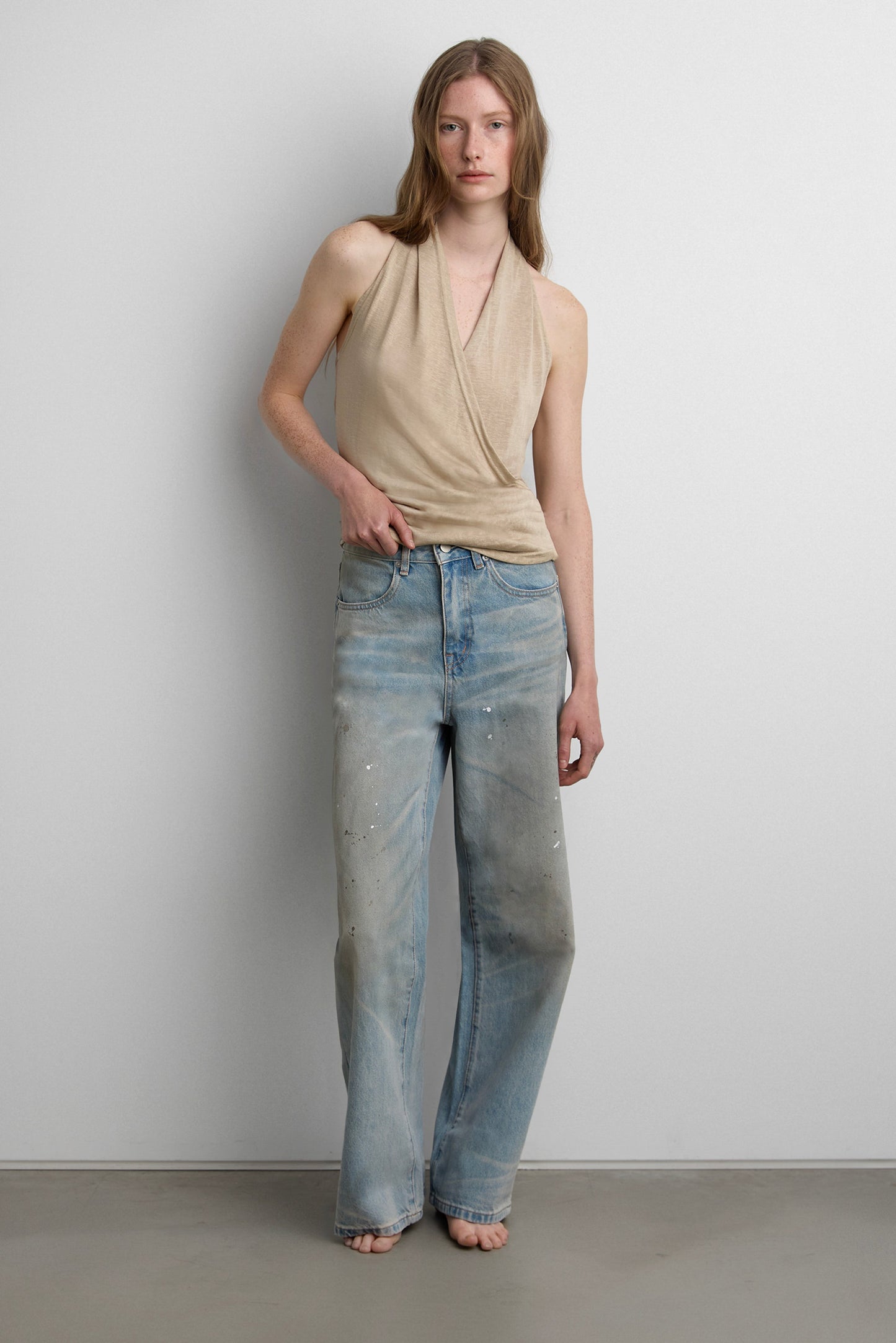 WIDE LEG JEAN WITH PAINT EFFECT
