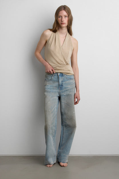 WIDE LEG JEAN WITH PAINT EFFECT