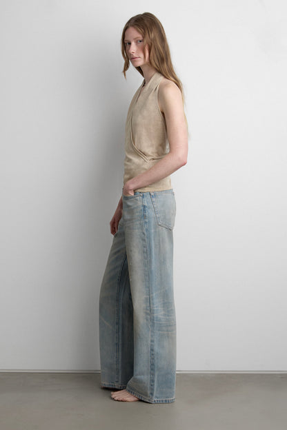 WIDE LEG JEAN WITH PAINT EFFECT