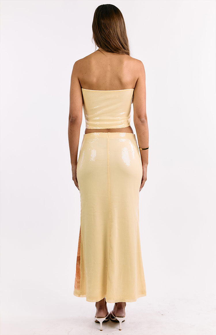 Denzel Yellow Floral Sequin Top