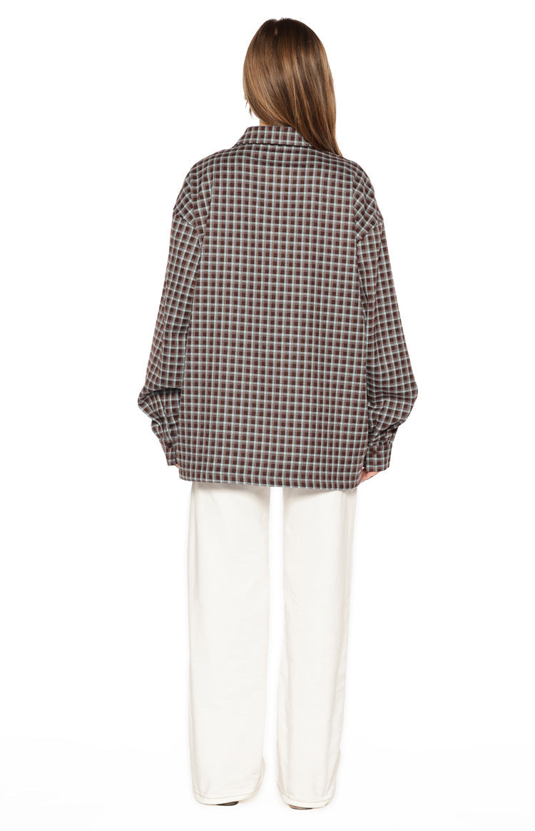 Devyn Brown Plaid Button Up Long Sleeve Shirt