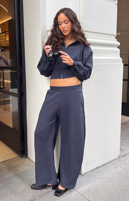 Dora Navy Barrel Leg Track Pants