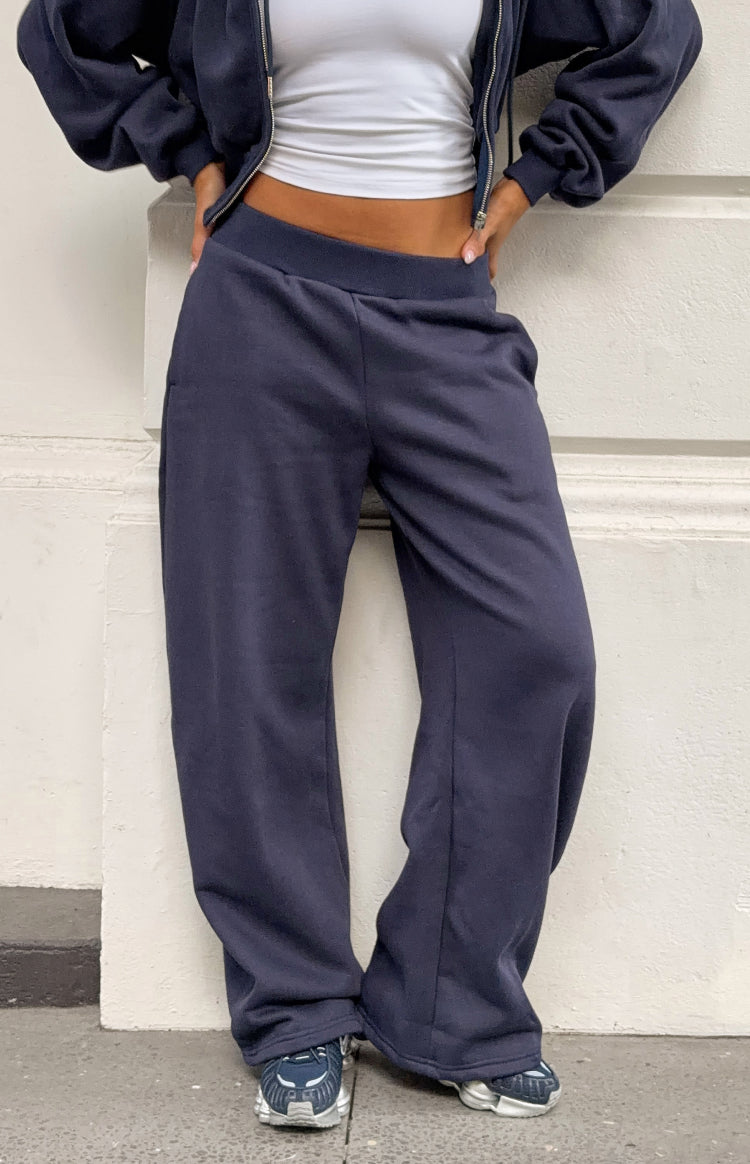 Dora Navy Barrel Leg Track Pants