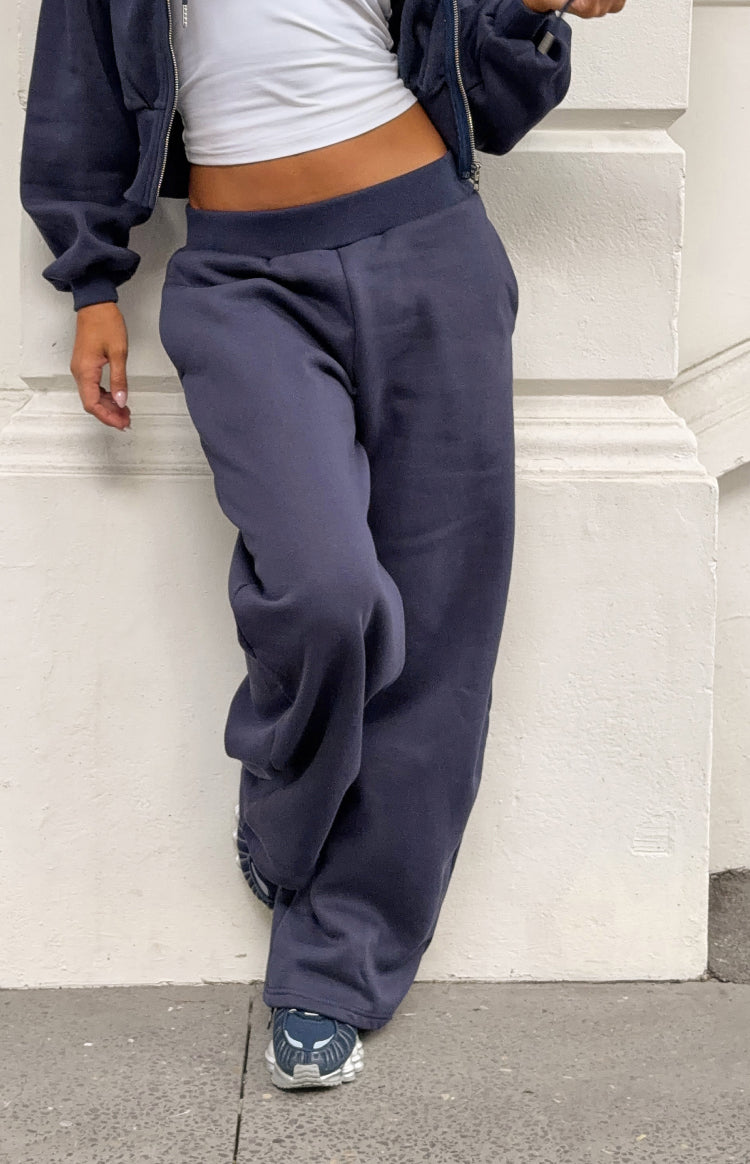 Dora Navy Barrel Leg Track Pants