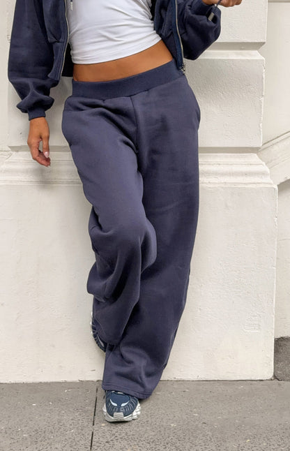 Dora Navy Barrel Leg Track Pants