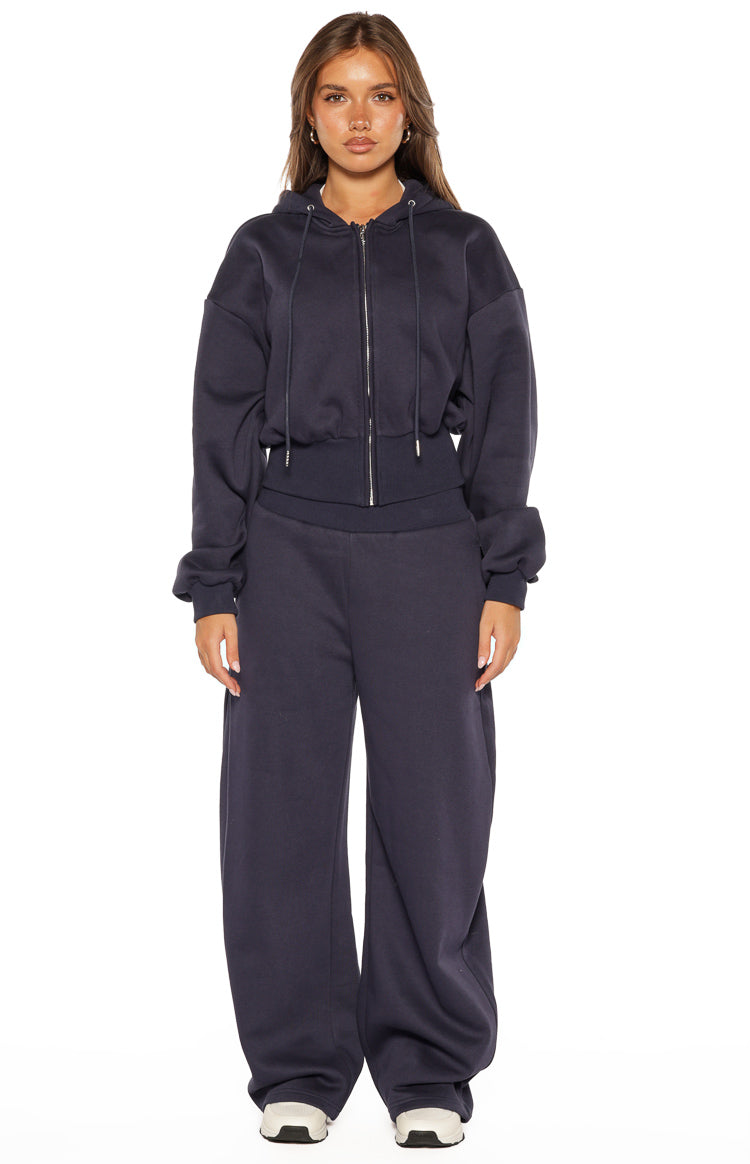 Dora Navy Barrel Leg Track Pants