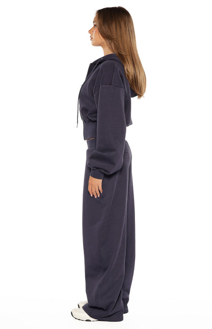 Dora Navy Barrel Leg Track Pants