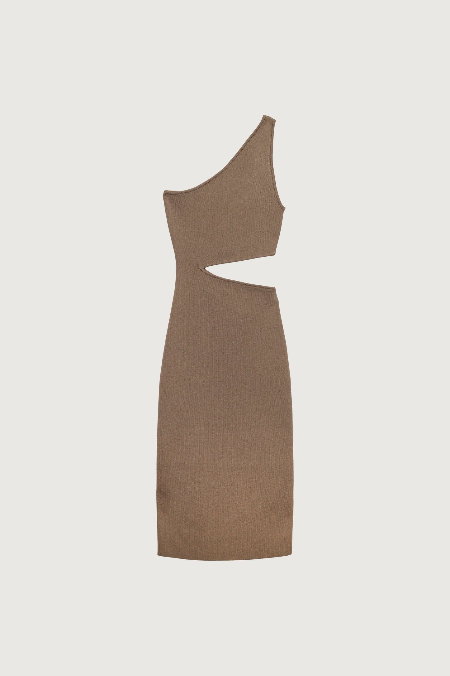 ONE SHOULDER KNIT MIDI DRESS WITH CUTOUT