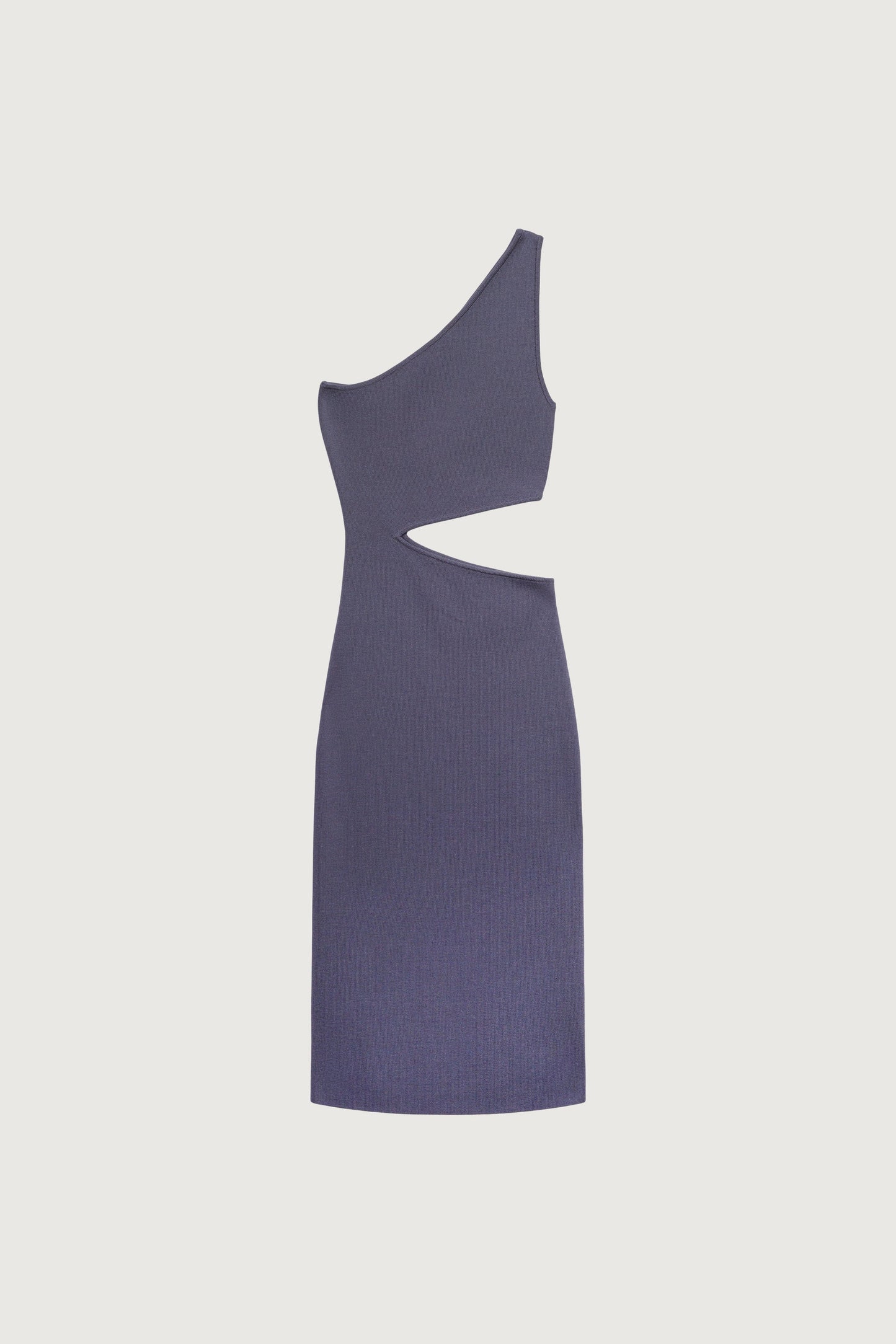 ONE SHOULDER KNIT MIDI DRESS WITH CUTOUT
