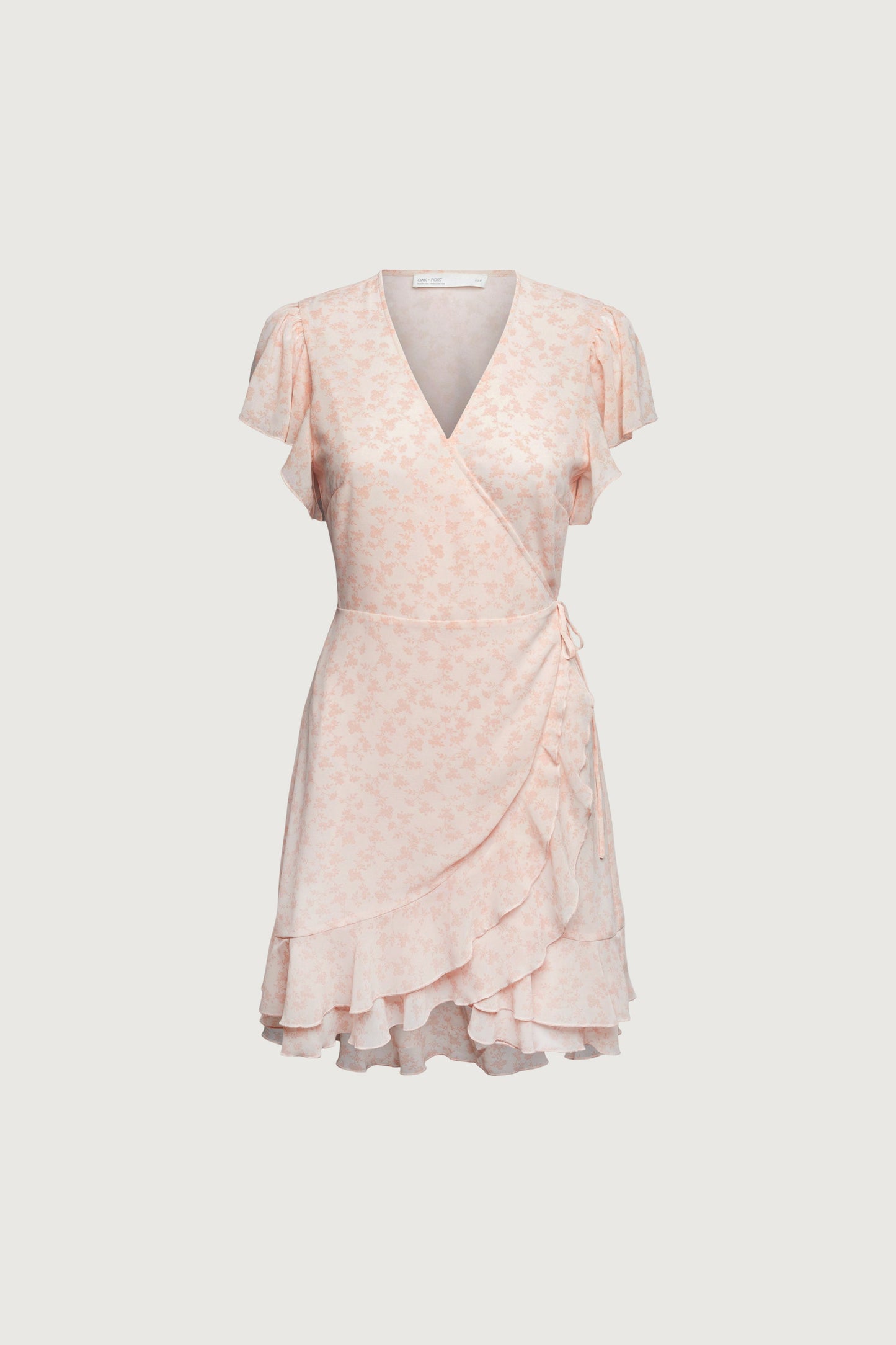 FLORAL WRAP MINI DRESS WITH RUFFLED HEM