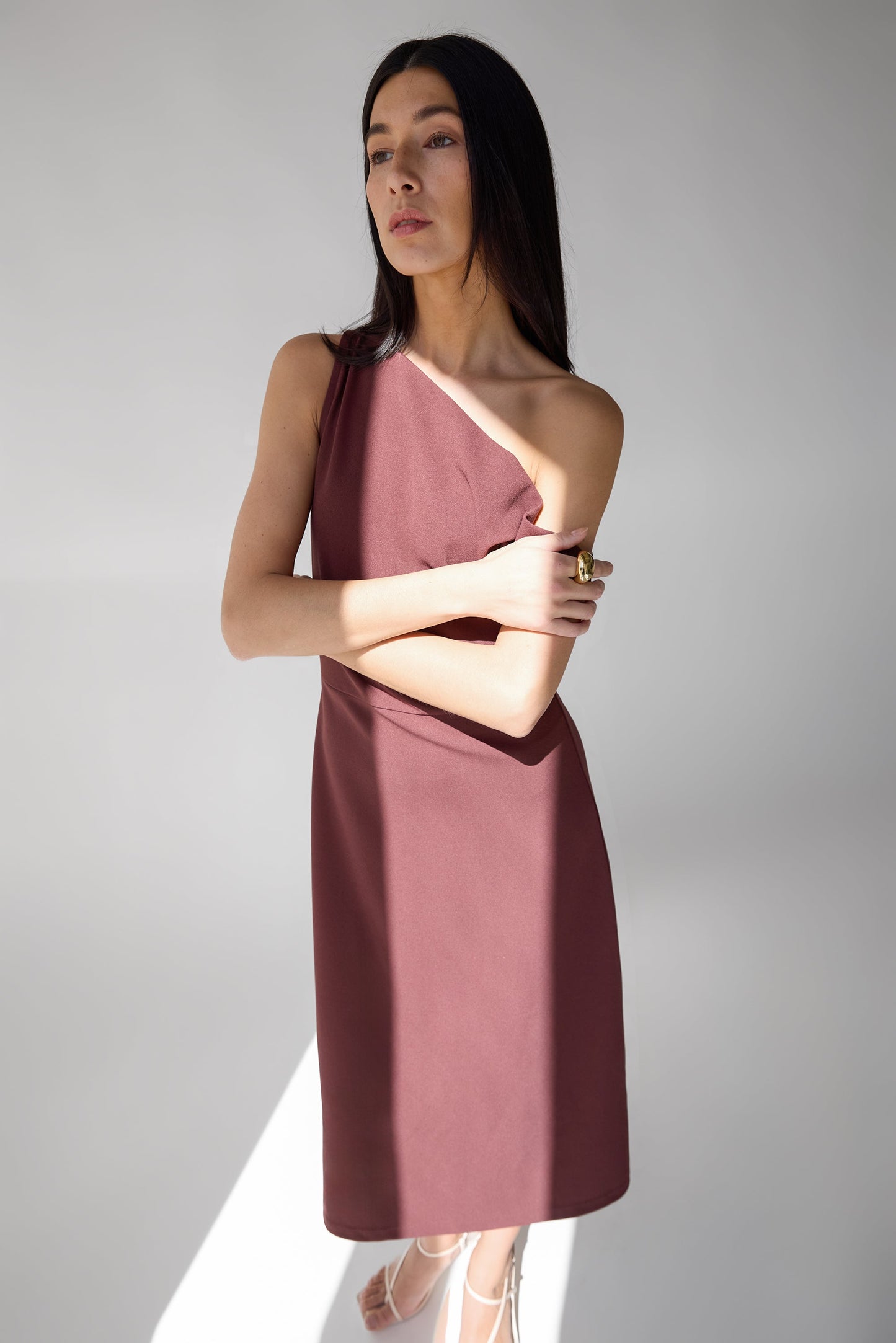 ASYMMETRIC ONE SHOULDER KNIT DRESS