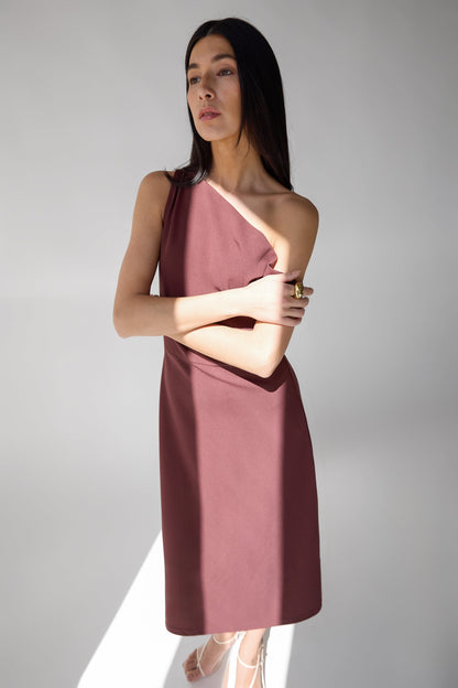 ASYMMETRIC ONE SHOULDER KNIT DRESS