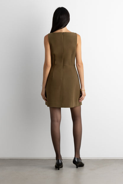 BOAT NECK MINI DRESS WITH POCKETS