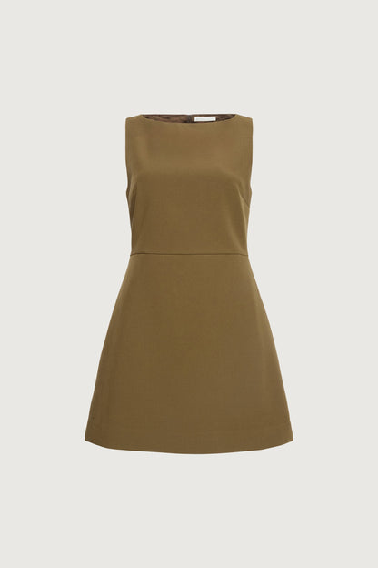 BOAT NECK MINI DRESS WITH POCKETS