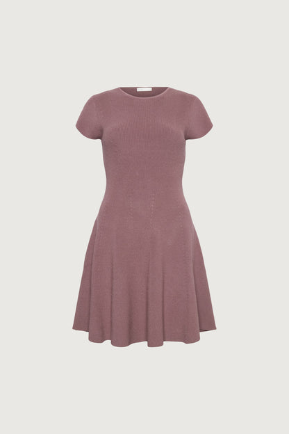 RIBBED FIT AND FLARE MINI DRESS