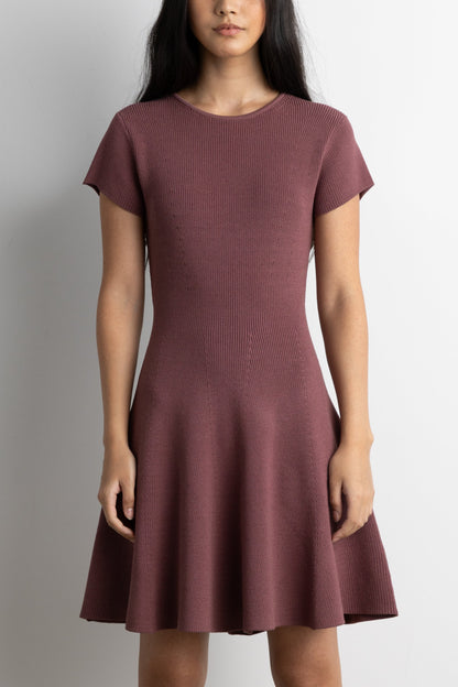 RIBBED FIT AND FLARE MINI DRESS