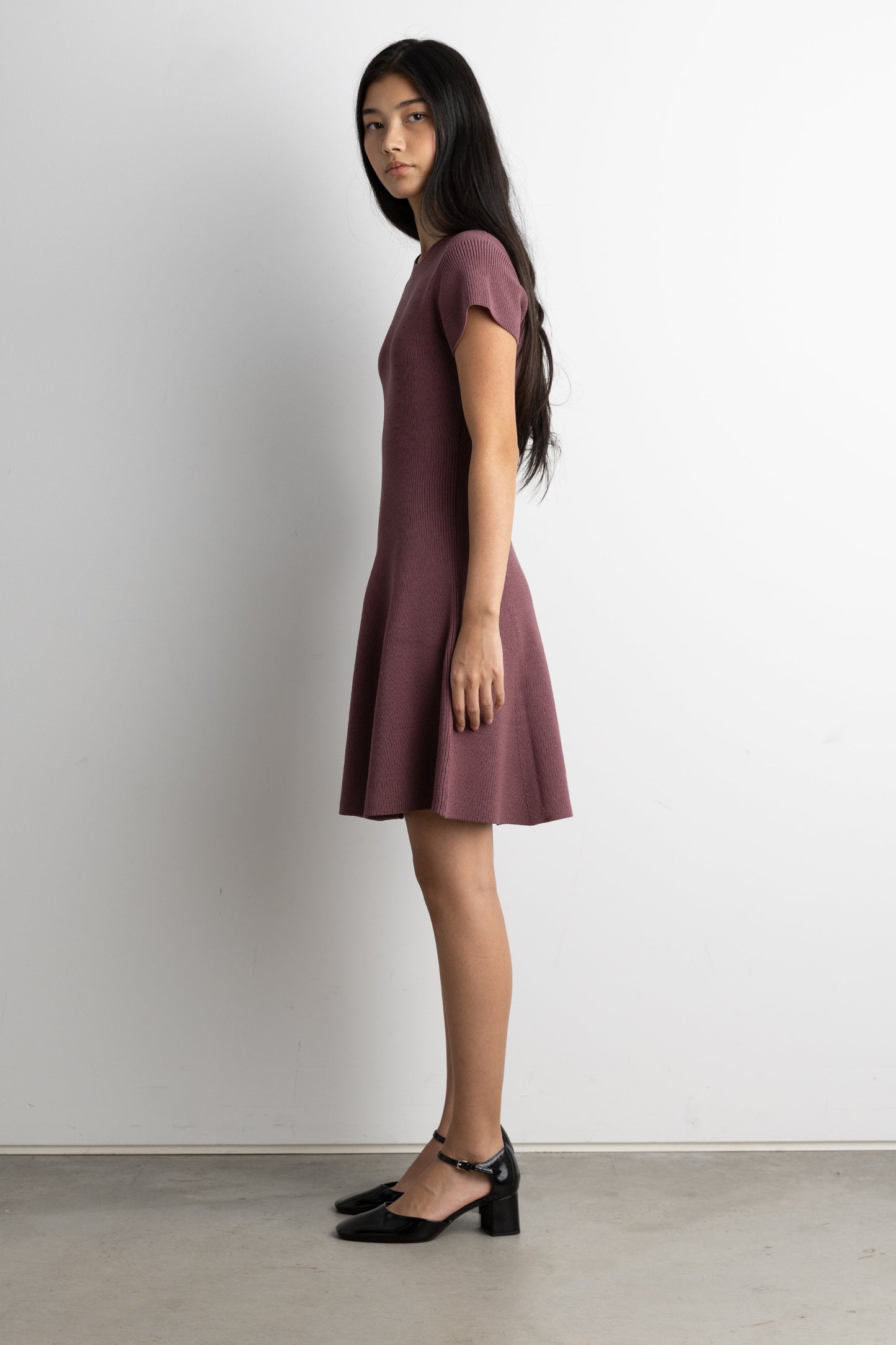 RIBBED FIT AND FLARE MINI DRESS