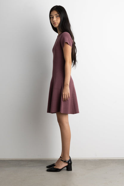 RIBBED FIT AND FLARE MINI DRESS