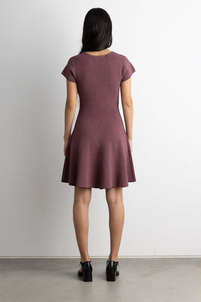 RIBBED FIT AND FLARE MINI DRESS