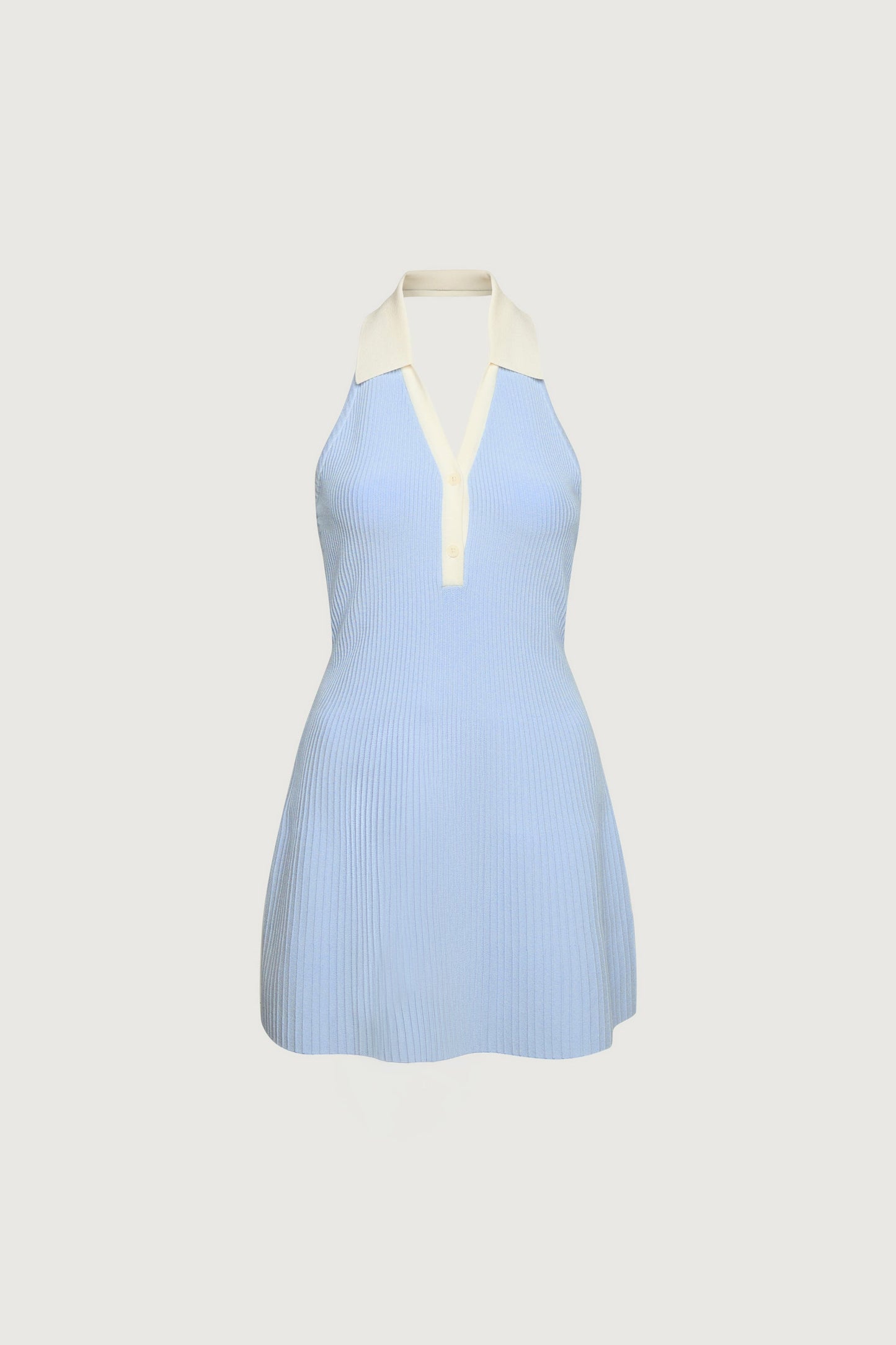 COLLARED HALTER NECK MINI DRESS