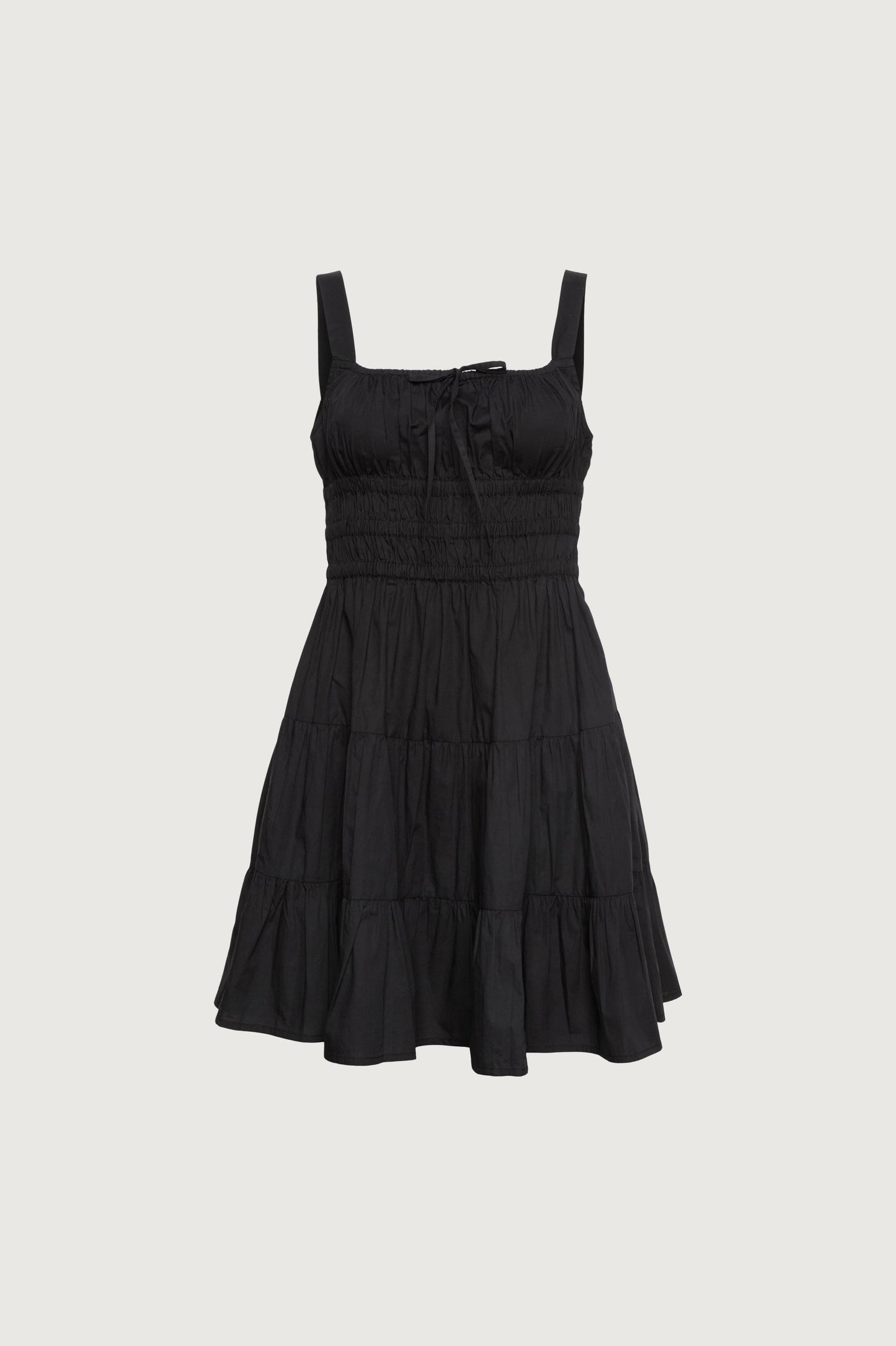 GATHERED COTTON POPLIN MINI DRESS