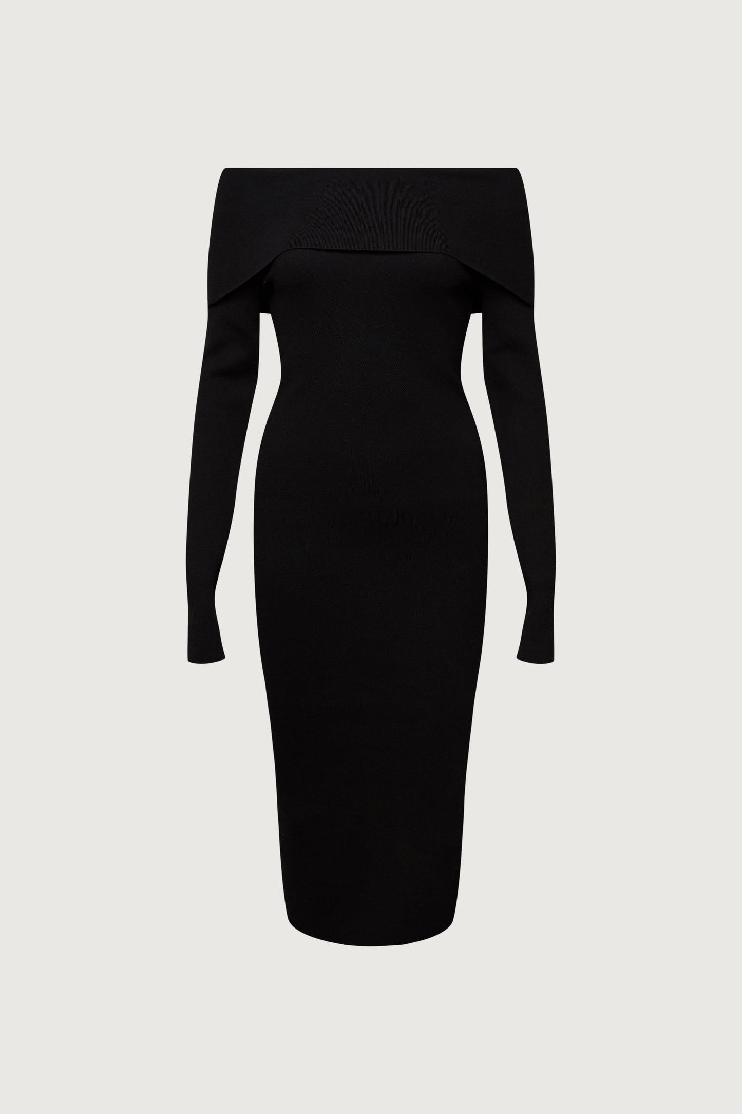 OFF THE SHOULDER LONG SLEEVE MIDI DRESS