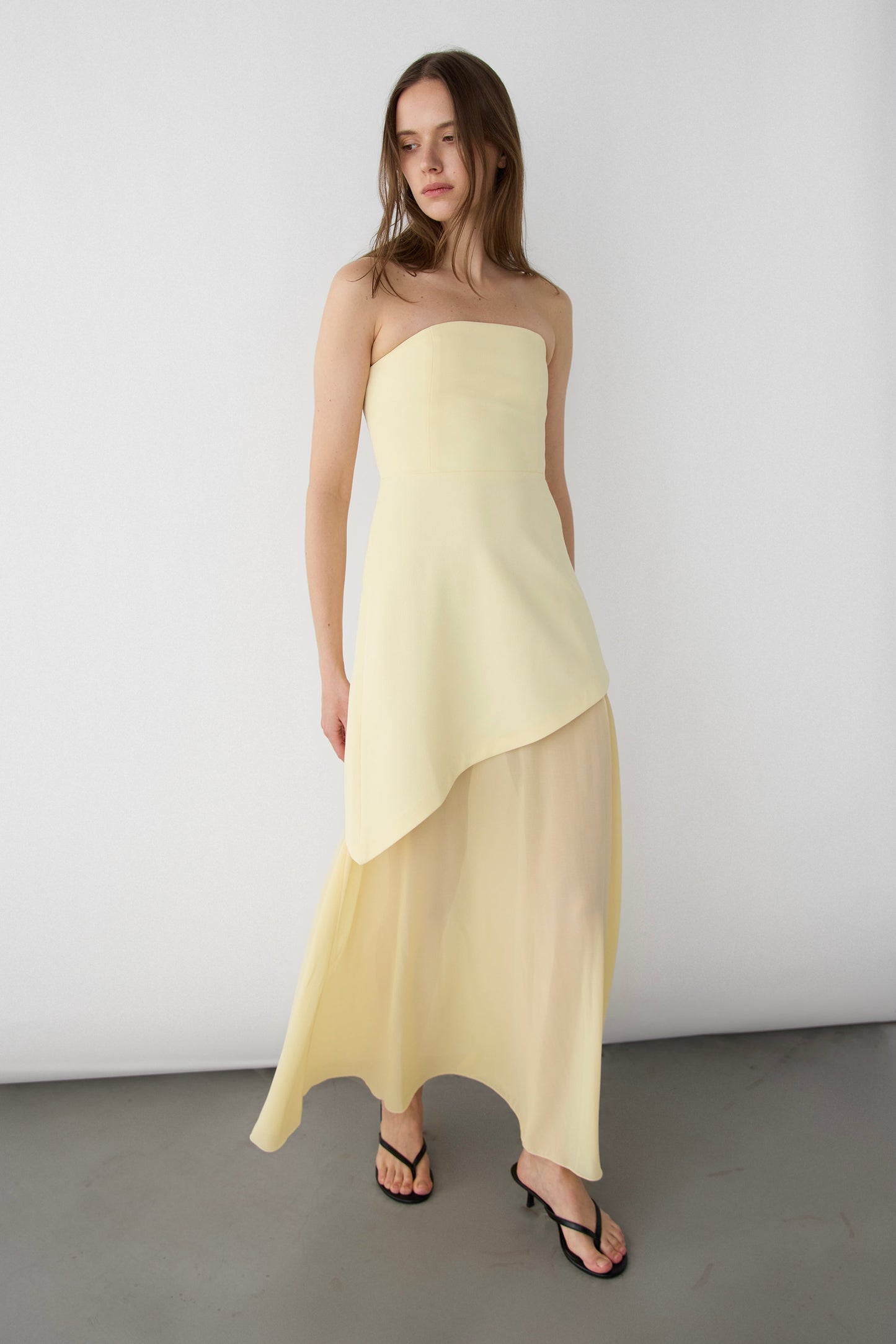 TUBE MAXI DRESS WITH CONTRAST SKIRT AND SCARF