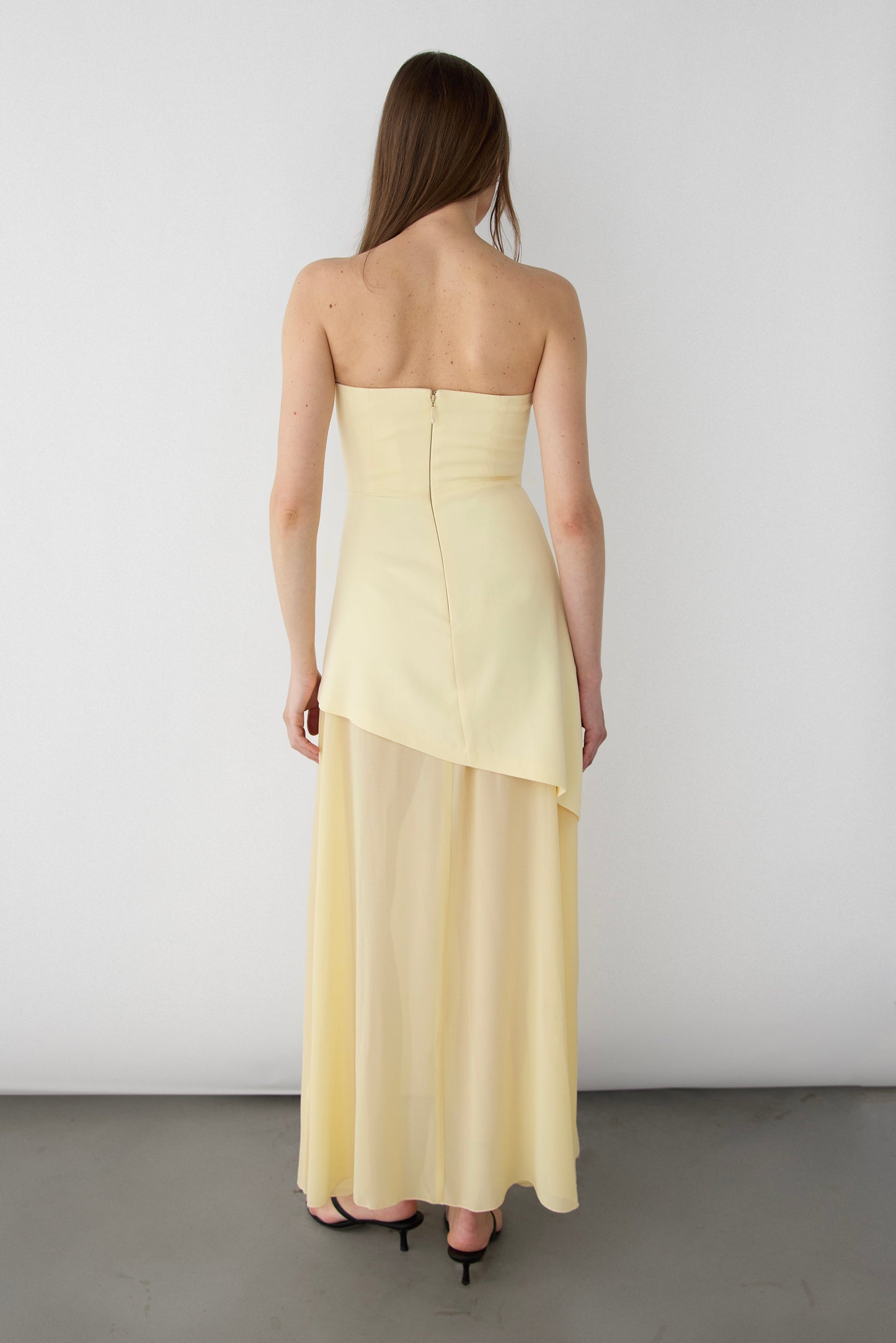 TUBE MAXI DRESS WITH CONTRAST SKIRT AND SCARF