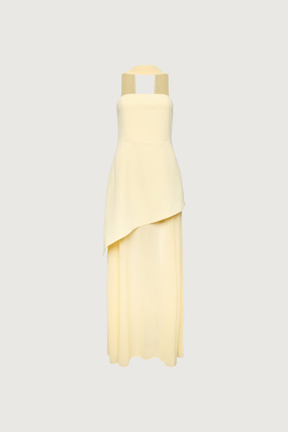 TUBE MAXI DRESS WITH CONTRAST SKIRT AND SCARF