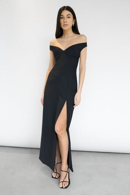 SWEETHEART OFF THE SHOULDER MIDI DRESS