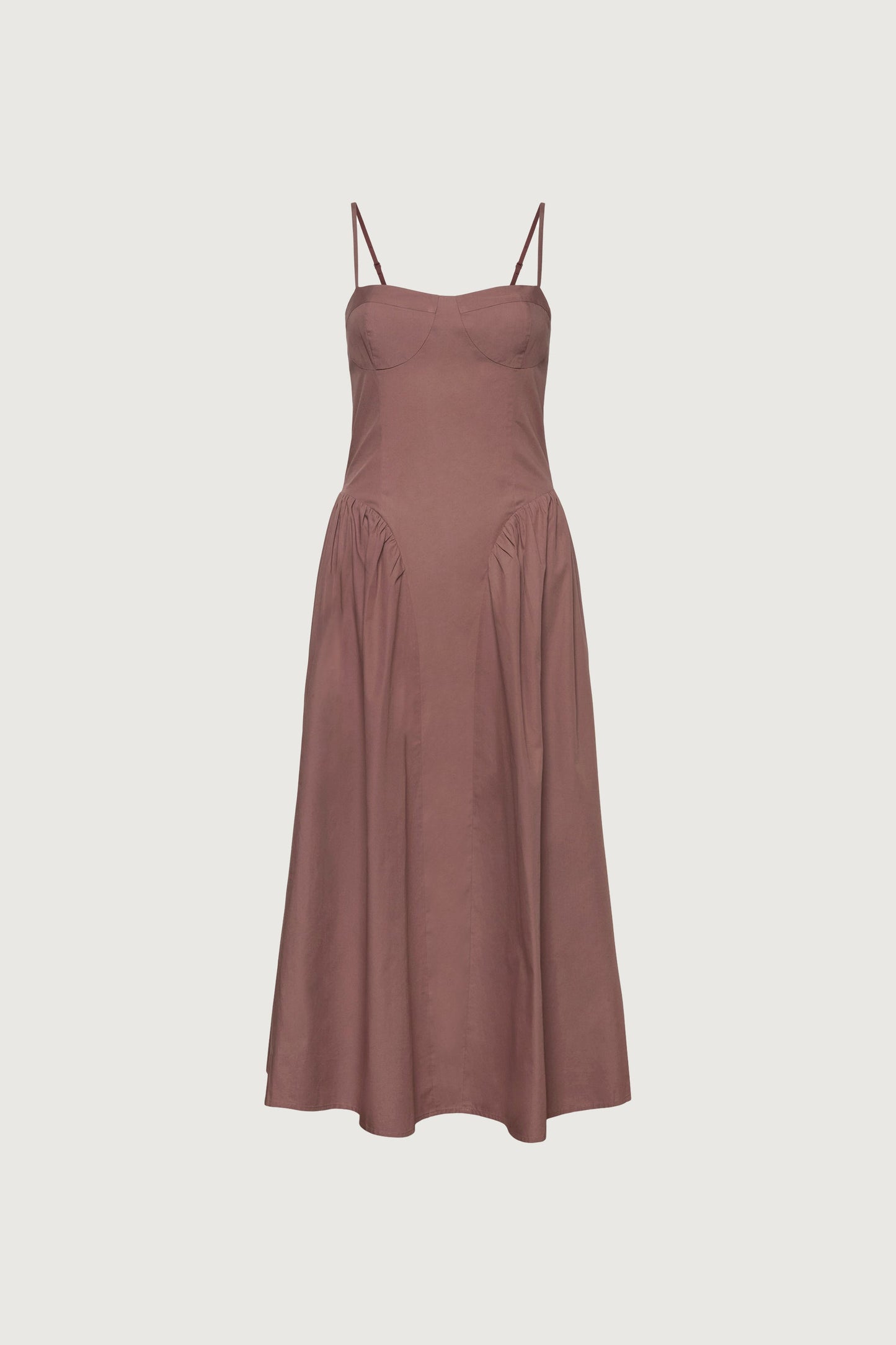 COTTON POPLIN CORSET MIDI DRESS