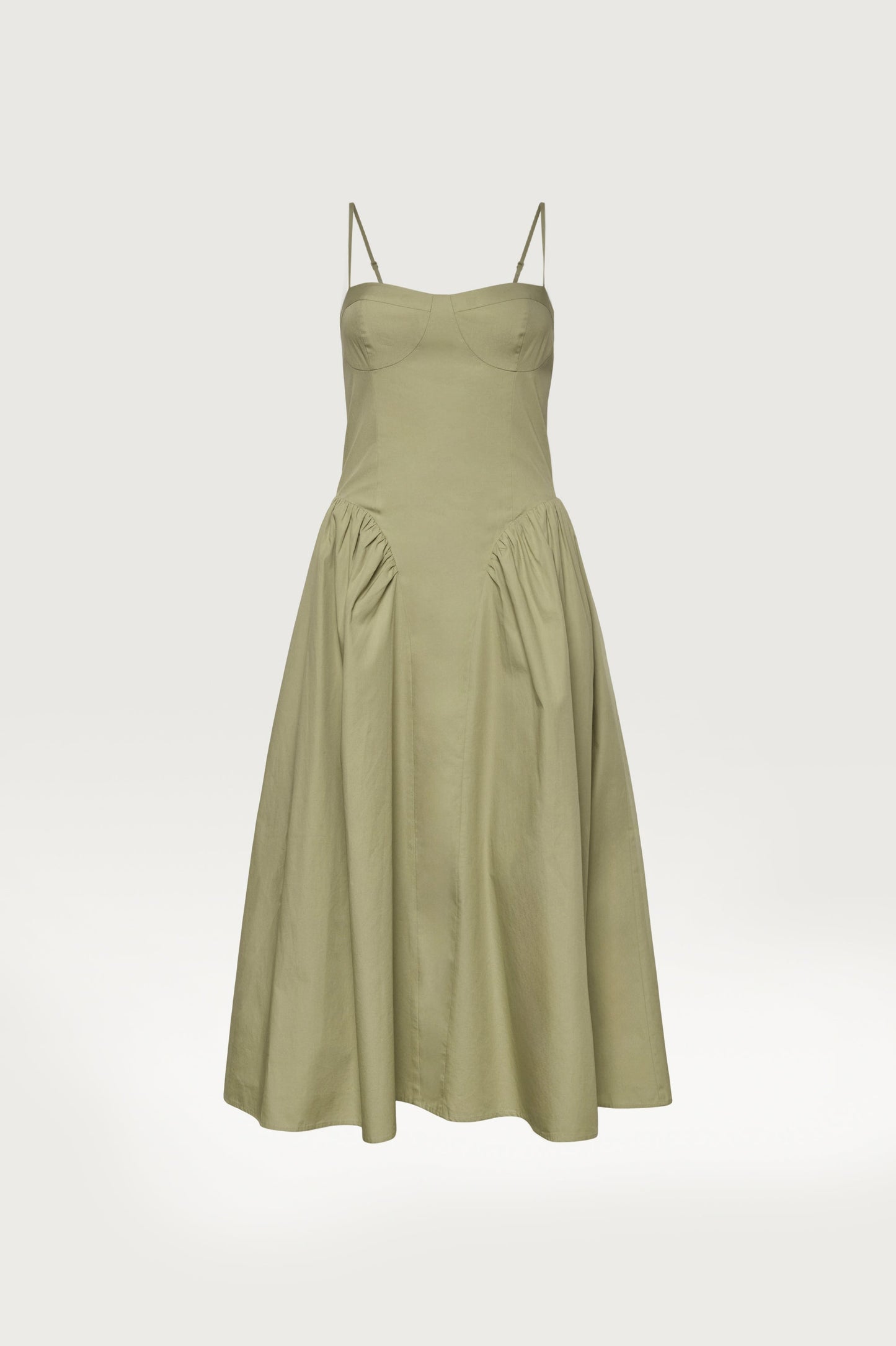 COTTON POPLIN CORSET MIDI DRESS