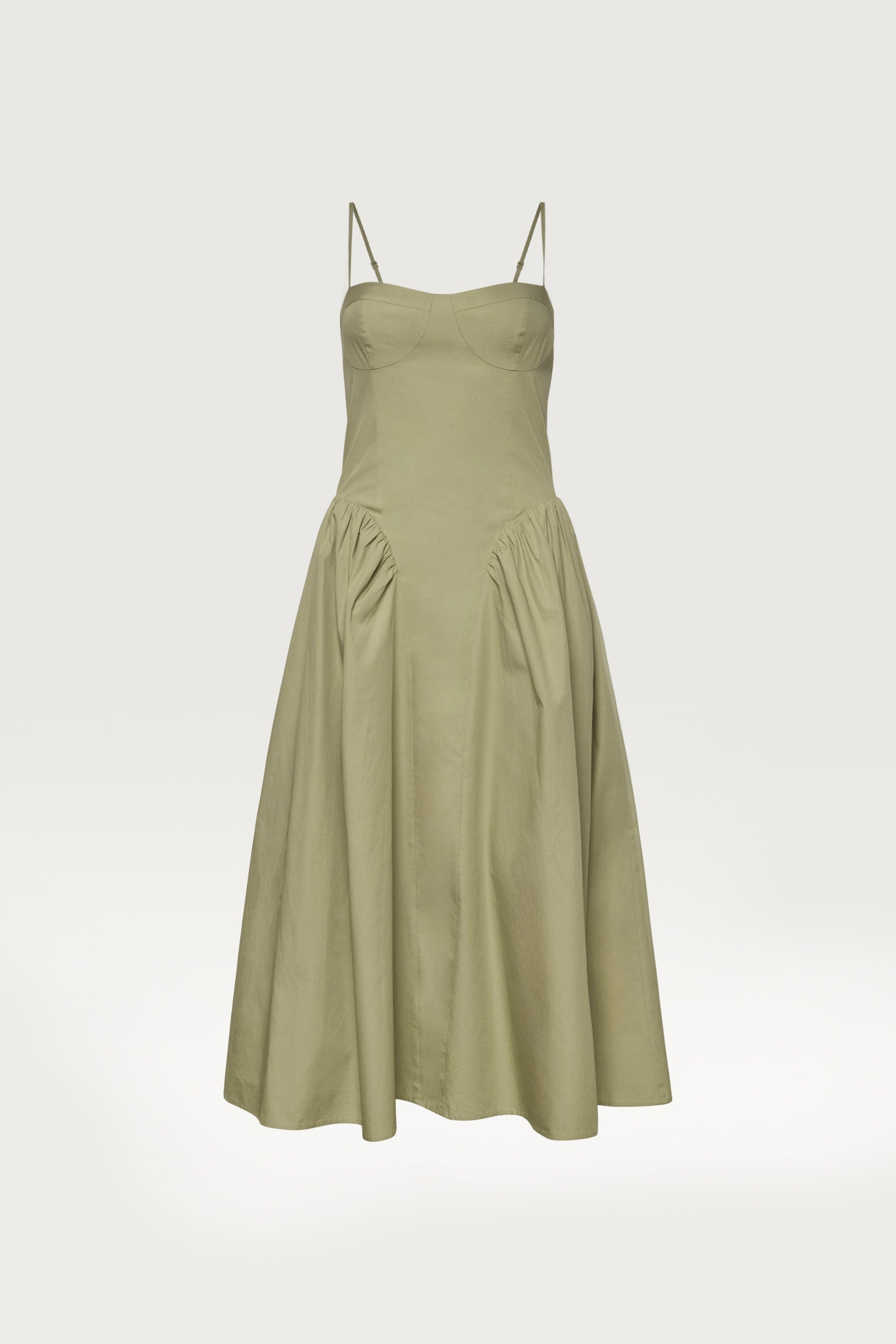 COTTON POPLIN CORSET MIDI DRESS