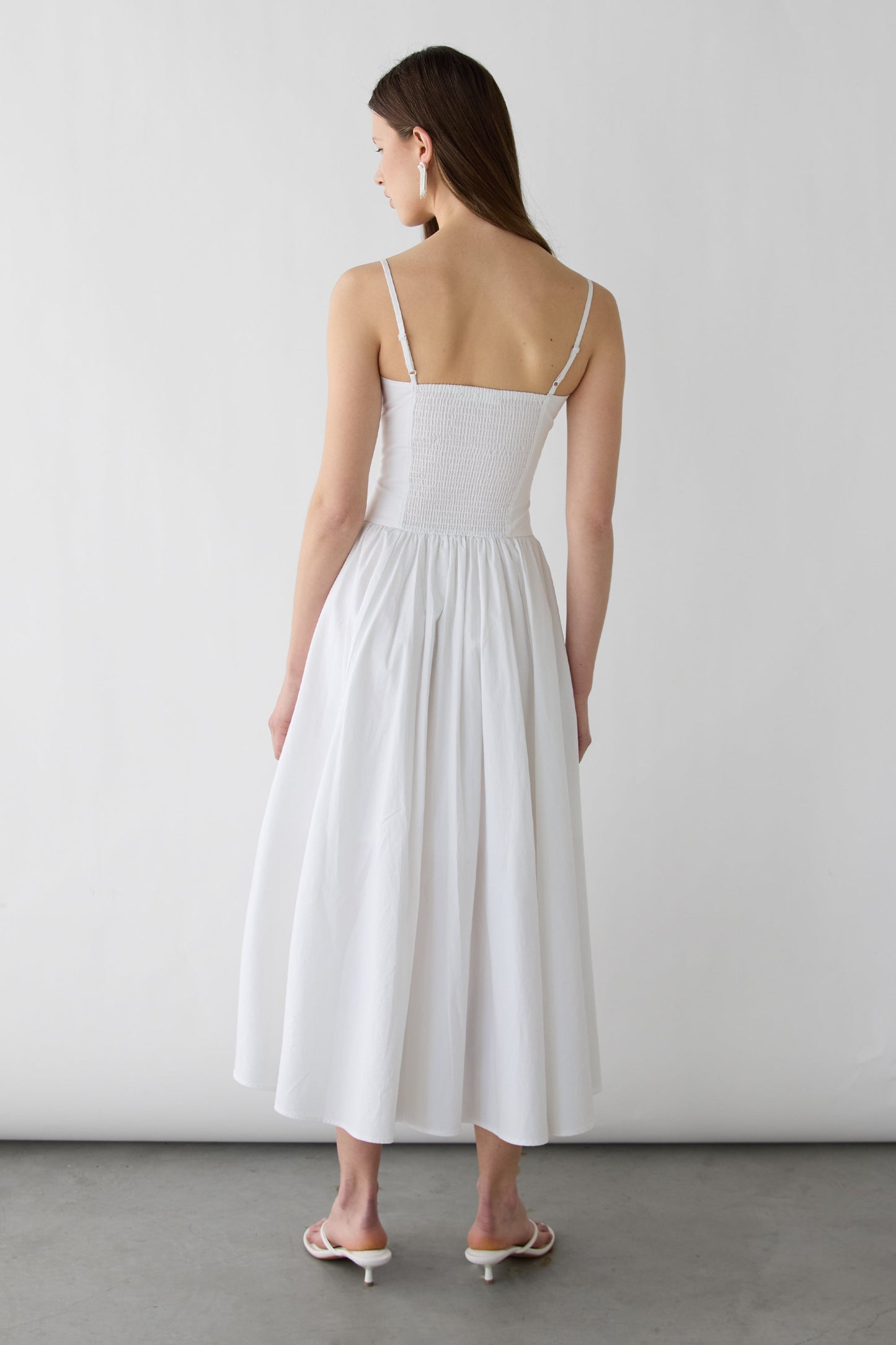 COTTON POPLIN CORSET MIDI DRESS