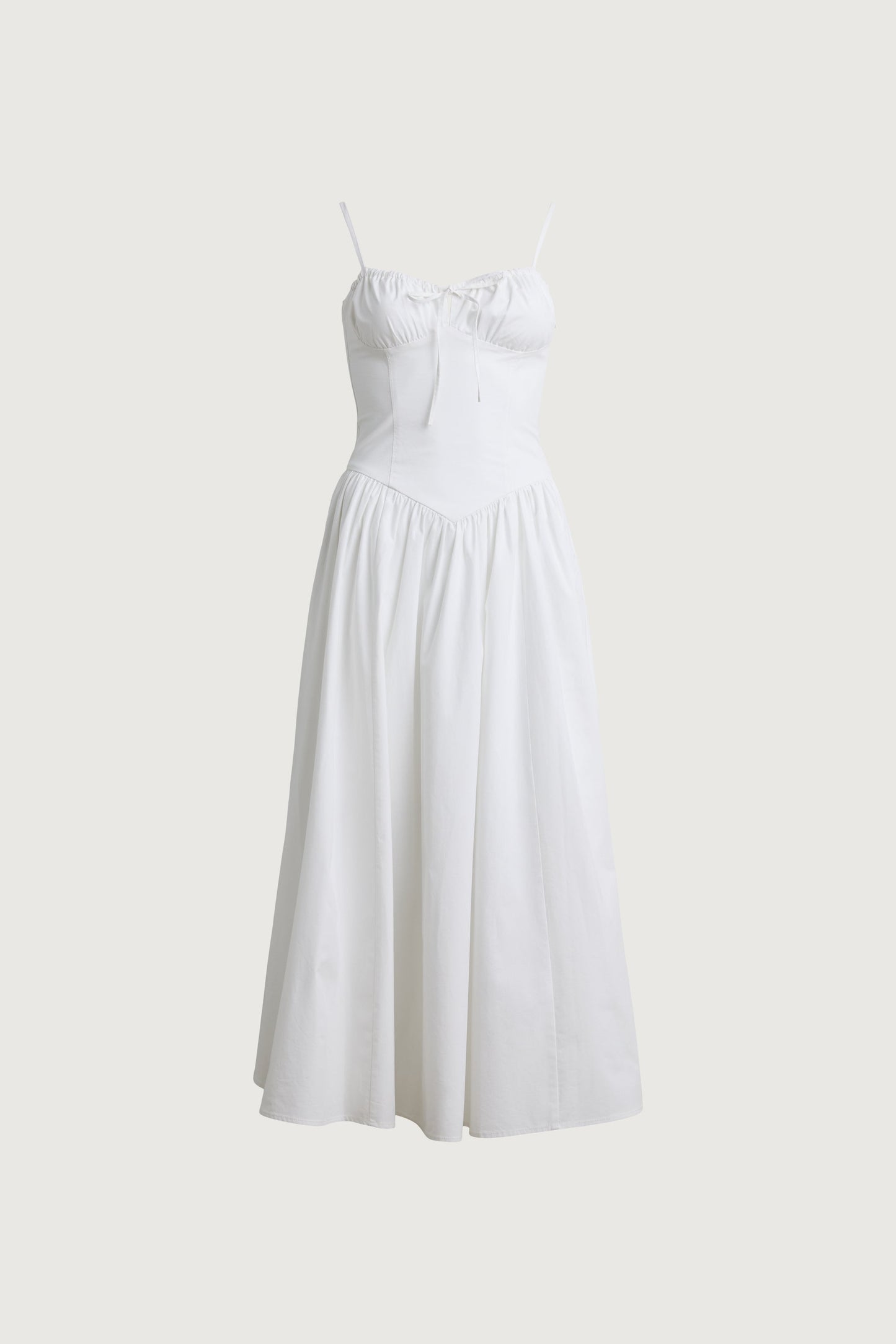 COTTON POPLIN CORSET MIDI DRESS