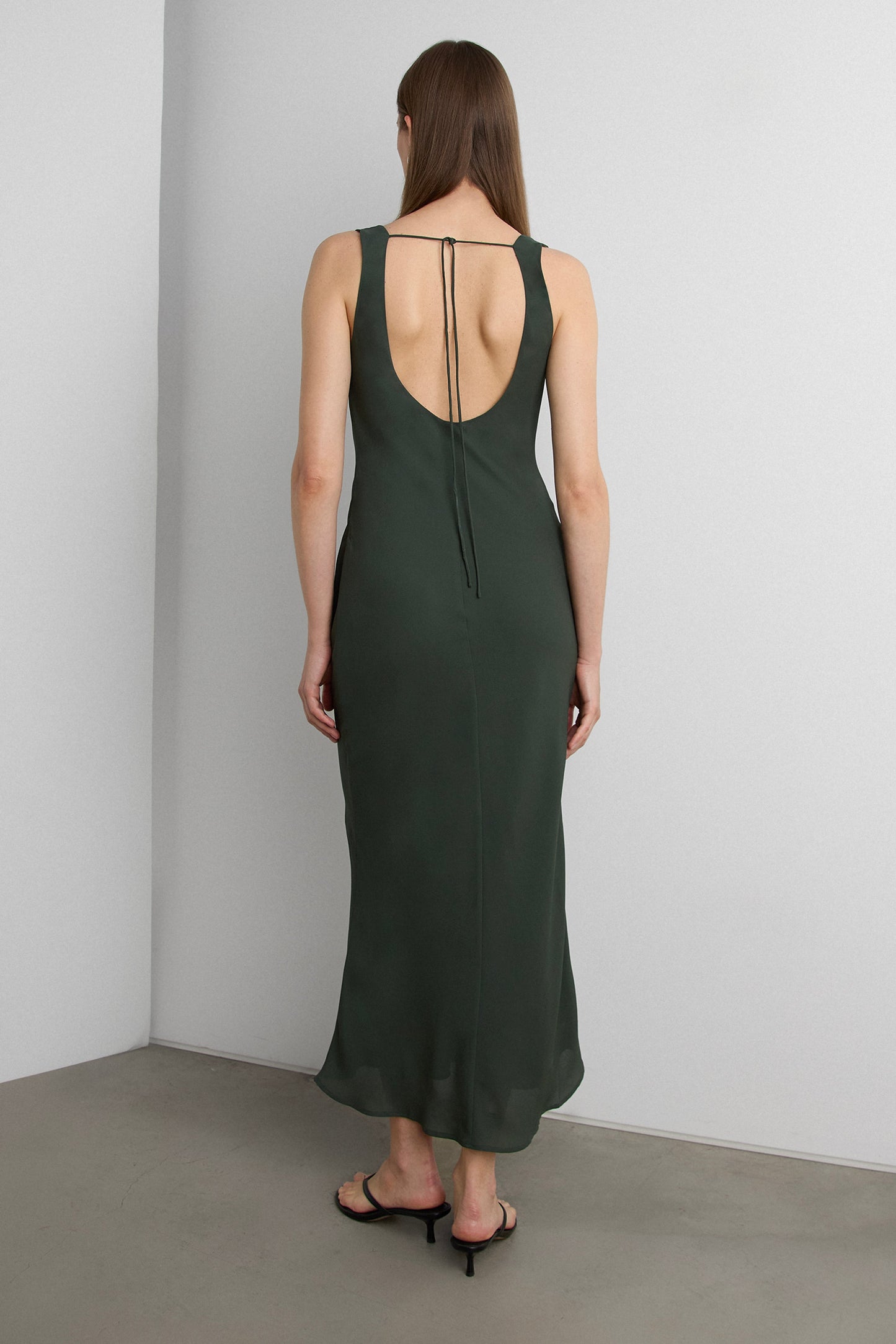 COWLNECK CHIFFON MIDI DRESS
