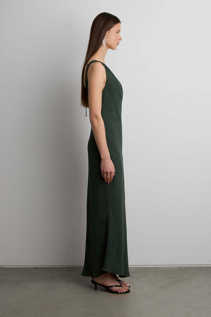 COWLNECK CHIFFON MIDI DRESS